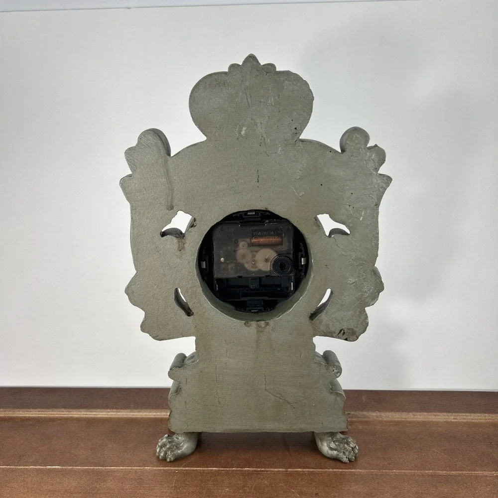 Vintage Ornate Resin Mantel Clock 10